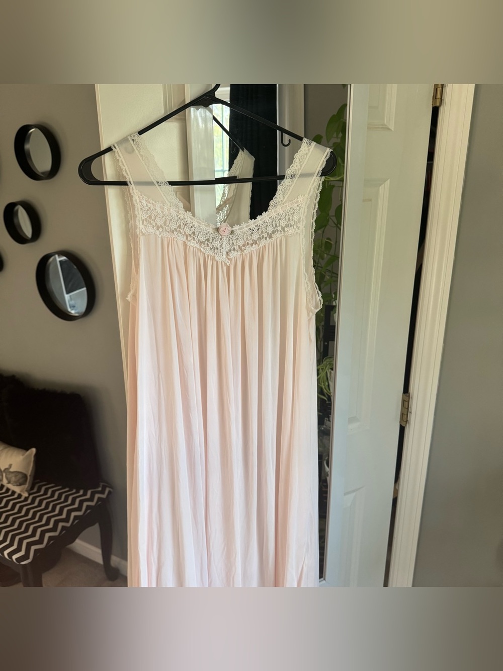 Vintage Miss Elaine Pink Sleeveless Nylon Nightgown Union Made Babydoll Coquette